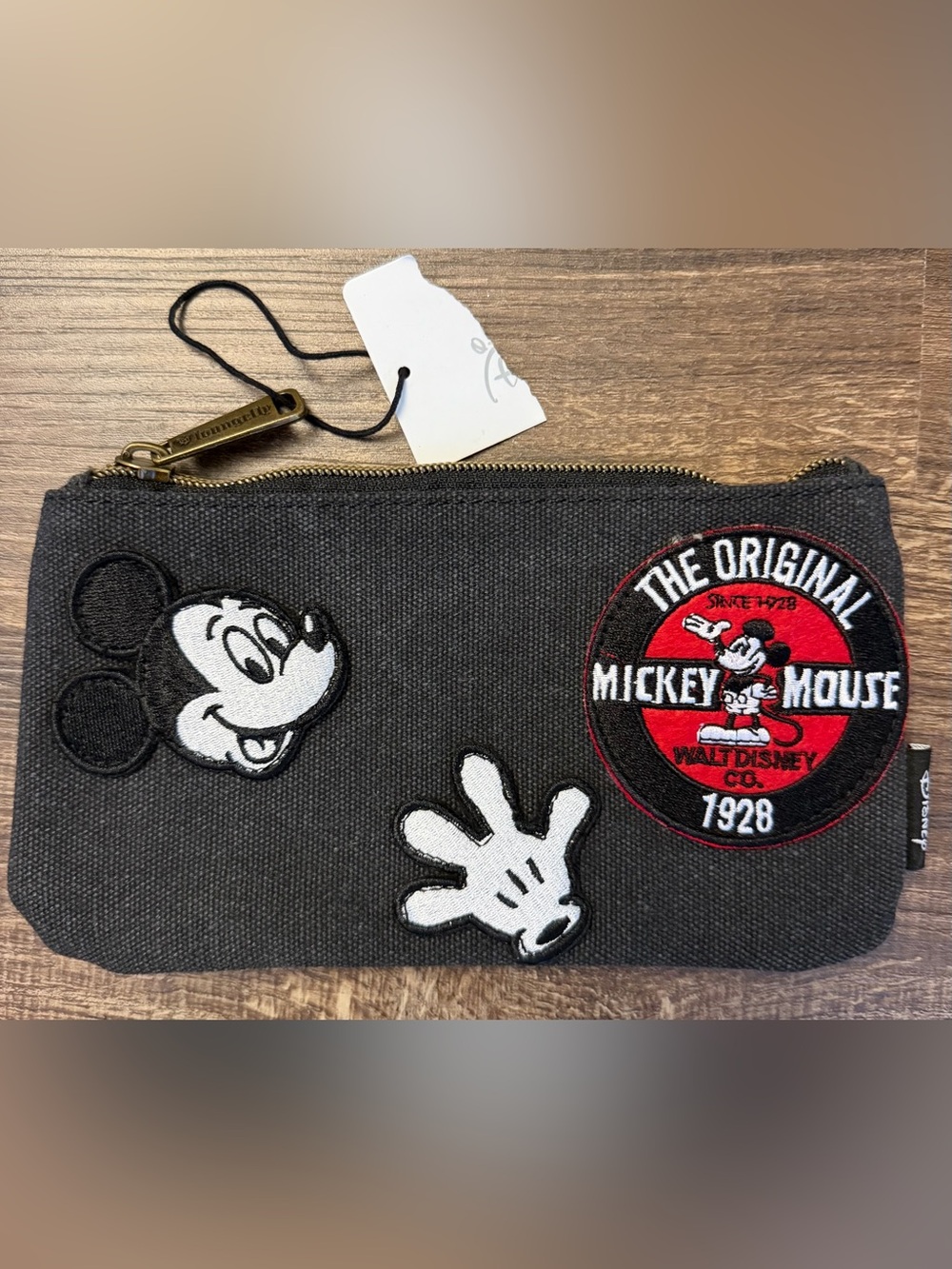 Loungefly Disney Mickey Mouse 1928 Embroidered Black Canvas Cosmetic Pouch WDCB0